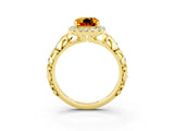 Yellow gold Cushion Cut Halo Diamond Solitaire with Filigree Band and Four-Prong Setting_3