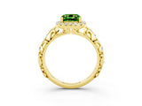 Yellow gold Cushion Cut Halo Diamond Solitaire with Filigree Band and Four-Prong Setting_3