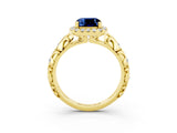 Yellow gold Cushion Cut Halo Diamond Solitaire with Filigree Band and Four-Prong Setting_3
