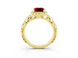 Yellow gold Cushion Cut Halo Diamond Solitaire with Filigree Band and Four-Prong Setting_3