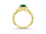 Yellow gold Cushion Cut Halo Diamond Solitaire with Filigree Band and Four-Prong Setting_3
