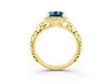 Yellow gold Cushion Cut Halo Diamond Solitaire with Filigree Band and Four-Prong Setting_3