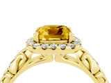 Yellow gold Cushion Cut Halo Diamond Solitaire with Filigree Band and Four-Prong Setting_4