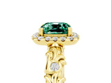 Yellow gold Cushion Cut Halo Diamond Solitaire with Filigree Band and Four-Prong Setting_5
