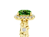 Yellow gold Cushion Cut Halo Diamond Solitaire with Filigree Band and Four-Prong Setting_5