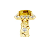 Yellow gold Cushion Cut Halo Diamond Solitaire with Filigree Band and Four-Prong Setting_5