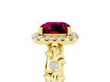 Yellow gold Cushion Cut Halo Diamond Solitaire with Filigree Band and Four-Prong Setting_5