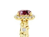 Yellow gold Cushion Cut Halo Diamond Solitaire with Filigree Band and Four-Prong Setting_5