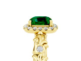 Yellow gold Cushion Cut Halo Diamond Solitaire with Filigree Band and Four-Prong Setting_5