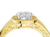 Yellow gold Cushion Cut Halo Diamond Split Shank Ring with Prong Setting_7