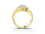 Yellow gold Cushion Cut Halo Diamond Split Shank Ring with Scalloped Prong Setting_6