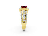 Yellow gold Cushion Cut Halo Garnet Ring with Split Shank and Four-Prong Setting_2