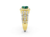 Yellow gold Cushion Cut Halo Green Sapphire Ring with Split Shank and Four-Prong Setting_2