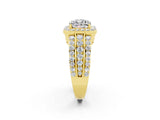 Yellow gold Cushion Cut Halo Moissanite Ring with Split Shank and Four-Prong Setting_2