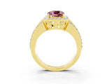 Yellow gold Cushion Cut Halo Morganite Ring with Split Shank and Four-Prong Setting_3