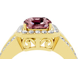Yellow gold Cushion Cut Halo Morganite Ring with Split Shank and Four-Prong Setting_4