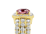 Yellow gold Cushion Cut Halo Morganite Ring with Split Shank and Four-Prong Setting_5