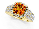 Yellow gold Cushion Cut Halo Pavé Diamond Engagement Ring with Split Shank and Four-Prong Setting_1