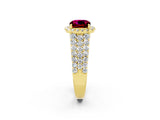 Yellow gold Cushion Cut Halo Pavé Diamond Engagement Ring with Split Shank and Four-Prong Setting_2