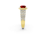 Yellow gold Cushion Cut Halo Pavé Diamond Engagement Ring with Split Shank and Four-Prong Setting_2