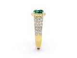 Yellow gold Cushion Cut Halo Pavé Diamond Engagement Ring with Split Shank and Four-Prong Setting_2