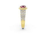 Yellow gold Cushion Cut Halo Pavé Diamond Engagement Ring with Split Shank and Four-Prong Setting_2
