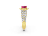 Yellow gold Cushion Cut Halo Pavé Diamond Engagement Ring with Split Shank and Four-Prong Setting_2