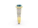 Yellow gold Cushion Cut Halo Pavé Diamond Engagement Ring with Split Shank and Four-Prong Setting_2