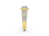 Yellow gold Cushion Cut Halo Pavé Diamond Engagement Ring with Split Shank and Four-Prong Setting_2