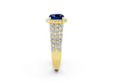 Yellow gold Cushion Cut Halo Pavé Diamond Engagement Ring with Split Shank and Four-Prong Setting_2