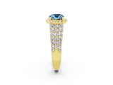 Yellow gold Cushion Cut Halo Pavé Diamond Engagement Ring with Split Shank and Four-Prong Setting_2