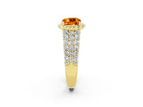 Yellow gold Cushion Cut Halo Pavé Diamond Engagement Ring with Split Shank and Four-Prong Setting_2