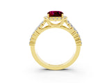 Yellow gold Cushion Cut Halo Pavé Diamond Engagement Ring with Split Shank and Four-Prong Setting_3