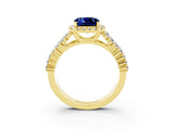 Yellow gold Cushion Cut Halo Pavé Diamond Engagement Ring with Split Shank and Four-Prong Setting_3