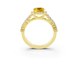 Yellow gold Cushion Cut Halo Pavé Diamond Engagement Ring with Split Shank and Four-Prong Setting_3