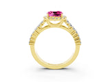 Yellow gold Cushion Cut Halo Pavé Diamond Engagement Ring with Split Shank and Four-Prong Setting_3