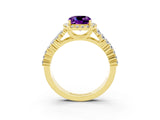 Yellow gold Cushion Cut Halo Pavé Diamond Engagement Ring with Split Shank and Four-Prong Setting_3