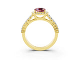 Yellow gold Cushion Cut Halo Pavé Diamond Engagement Ring with Split Shank and Four-Prong Setting_3
