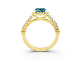 Yellow gold Cushion Cut Halo Pavé Diamond Engagement Ring with Split Shank and Four-Prong Setting_3
