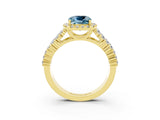 Yellow gold Cushion Cut Halo Pavé Diamond Engagement Ring with Split Shank and Four-Prong Setting_3
