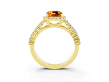 Yellow gold Cushion Cut Halo Pavé Diamond Engagement Ring with Split Shank and Four-Prong Setting_3