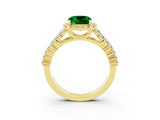 Yellow gold Cushion Cut Halo Pavé Diamond Engagement Ring with Split Shank and Four-Prong Setting_3