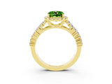 Yellow gold Cushion Cut Halo Pavé Diamond Engagement Ring with Split Shank and Four-Prong Setting_3
