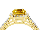 Yellow gold Cushion Cut Halo Pavé Diamond Engagement Ring with Split Shank and Four-Prong Setting_4
