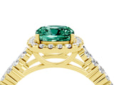 Yellow gold Cushion Cut Halo Pavé Diamond Engagement Ring with Split Shank and Four-Prong Setting_4