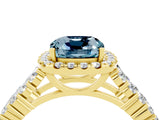 Yellow gold Cushion Cut Halo Pavé Diamond Engagement Ring with Split Shank and Four-Prong Setting_4