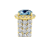 Yellow gold Cushion Cut Halo Pavé Diamond Engagement Ring with Split Shank and Four-Prong Setting_5