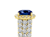 Yellow gold Cushion Cut Halo Pavé Diamond Engagement Ring with Split Shank and Four-Prong Setting_5