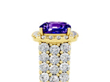 Yellow gold Cushion Cut Halo Pavé Diamond Engagement Ring with Split Shank and Four-Prong Setting_5