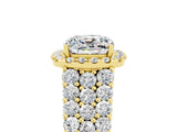 Yellow gold Cushion Cut Halo Pavé Diamond Engagement Ring with Split Shank and Four-Prong Setting_5